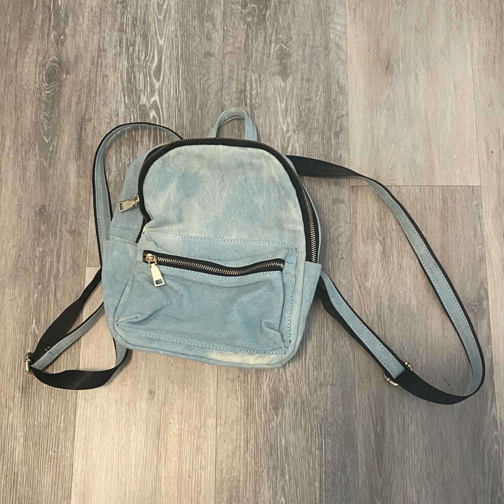 blue jean like mini book bag purse